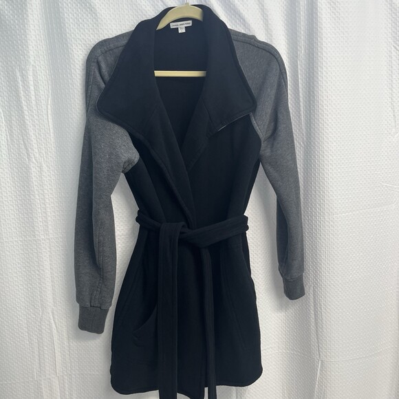 Standard James Perse Full Wrap Sweatshirt Coat Black Gray 2/ Medium Classic